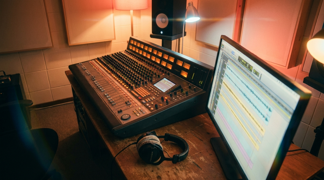 Session de post-production audio professionnelle